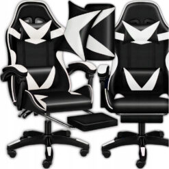 Крісло комп'ютерне PLAYER з підставкою для ніг White/Black