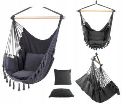 Підвісне крісло бразильський гамак BOHO 100см + 2 шт подушки Dark Grey