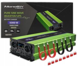 Інвертор 12 230 з чистою синусоїдою та зарядним пристроєм 5000Вт Qoltec (Польща)