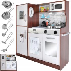 Кухня дитяча дерев'яна Kruzzel 22114 звук + світло + аксесуари Коричнева