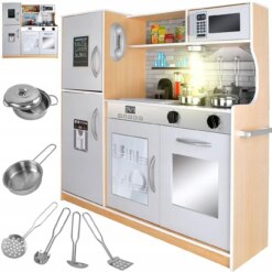 Кухня дитяча дерев'яна Kruzzel 22115 звук + світло + аксесуари бежевий