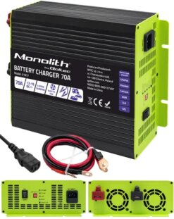 Зарядний пристрій для акумуляторів LiFePO₄ / AGM / GEL / SLA 70A 12V Qoltec (Польща)