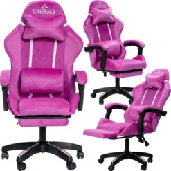 Крісло геймерське DIEGO ALCANTARA PRO Pink