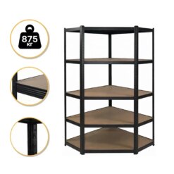 Стелаж кутовий LEOBRO Premium Black 180 х 90 х 40 см, 175кг/полиця, 5 полиць