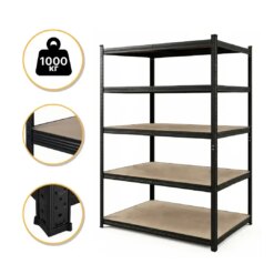 Стелаж LEOBRO Premium Black 180 х 100 х 60 см, 200кг/полиця, 5 полиць