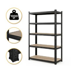 Стелаж LEOBRO Premium Black 180 х 100 х 50 см, 200кг/полиця, 5 полиць