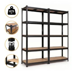 Cтелаж LEOBRO Premium Black 180 х 180 х 40 см, 175кг/полиця, 5 полиць
