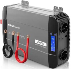 Інвертор 12В–230В 2000/4000Вт LCD-дисплей | USB | USB-C із чистою синусоїдою Qoltec (Польща)
