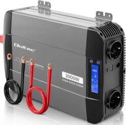 Інвертор 12В–230В 1500/3000Вт LCD-дисплеєм | USB | USB-C із чистою синусоїдою Qoltec (Польща)